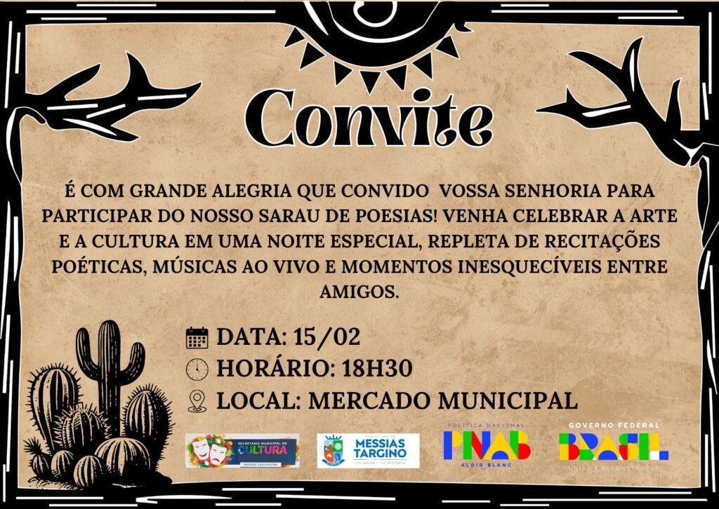 Convite Sarau de Poesia em Messias Targino