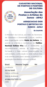 Associação dos Poetas e Artistas do Junco é reconhecida como Ponto de Cultura em Messias Targino